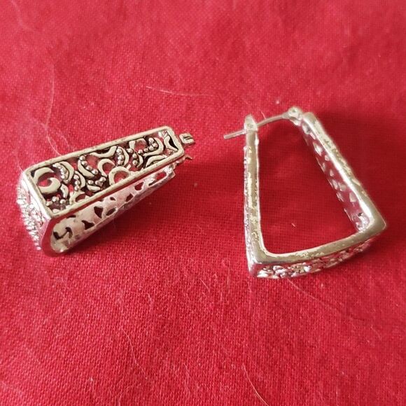 Jewelry - Silvertone Stylish Designer Triangular Earrings